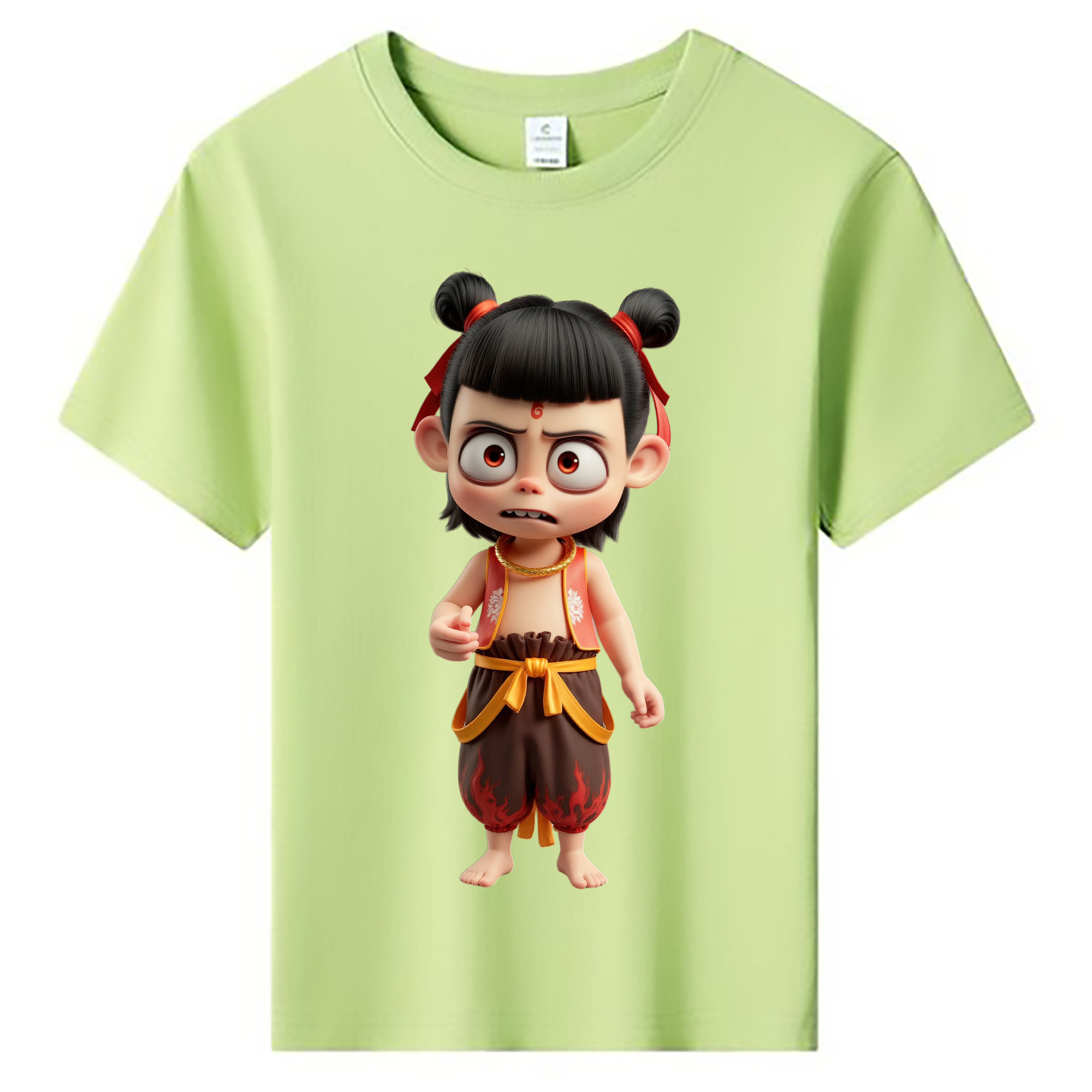 （画像用） Ne Zha 2 ナタ 魔童の大暴れ 綿100％キッズTシャツ（フロントプリント）